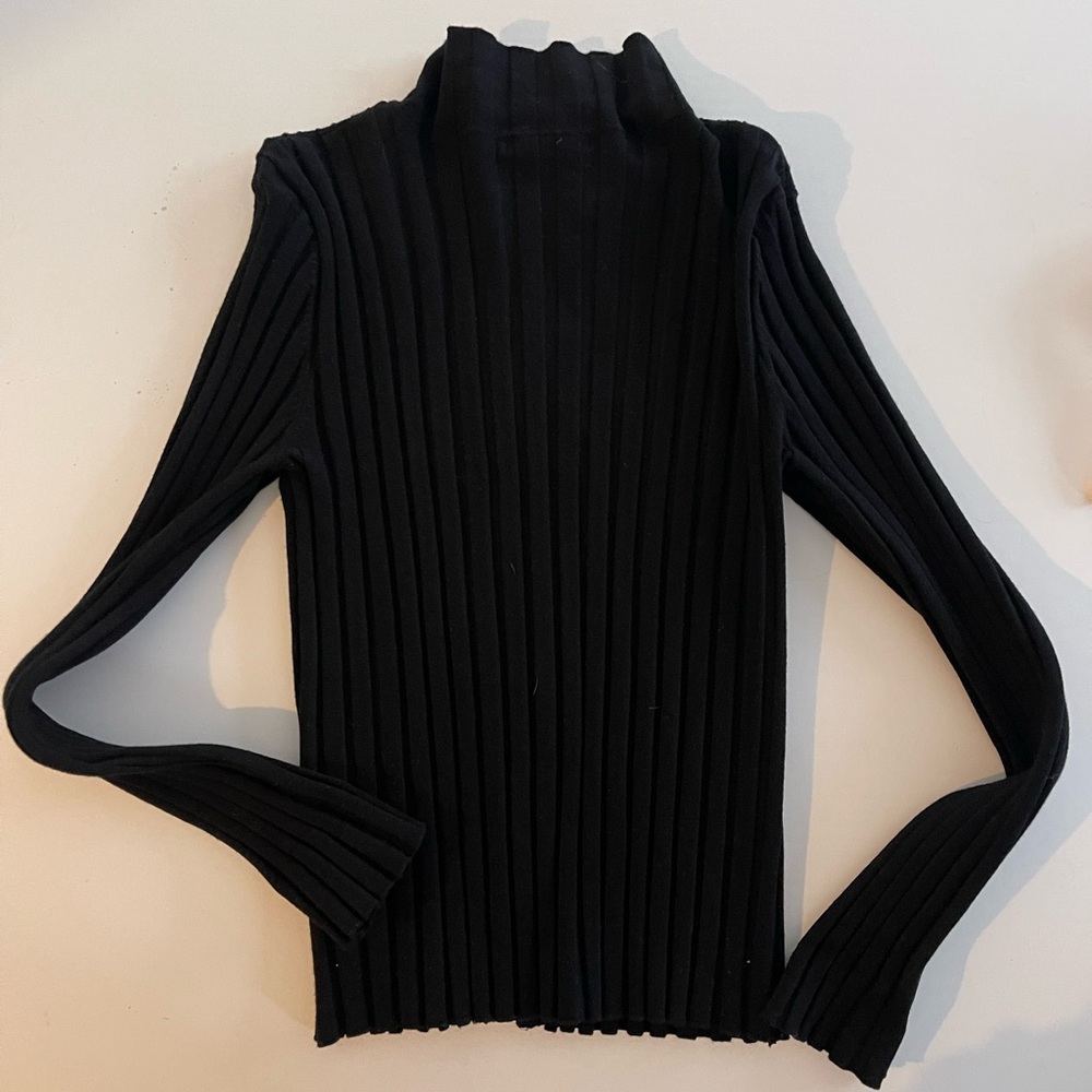 Belldini Ribbed Knit Mock Turtleneck Full Rhinestone Zip M - Picture 8 of 9